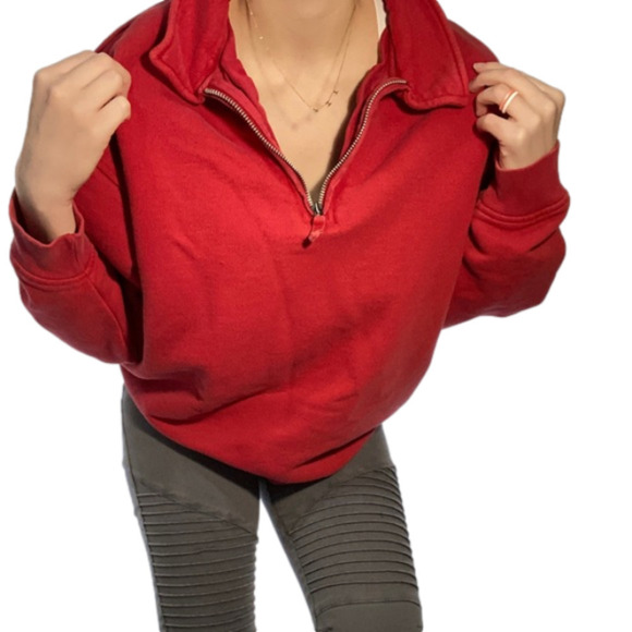 GAP Vintage 1980s Women’s Red Halfway Zip Collared Pullover in Size Large - Picture 2 of 16